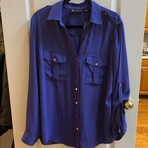 NWT New York & Co Purple Button-Up Blouse